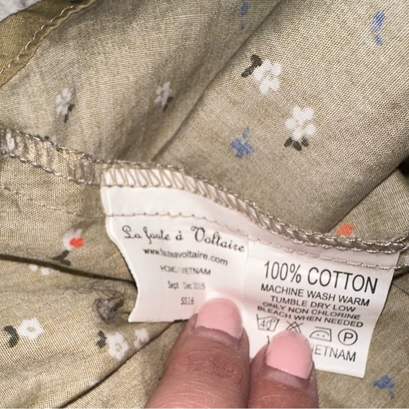 LA FAUTE A VOLTAIRE BUTTERFLY floral butterfly sleeve Khaki green 2T - Picture 6 of 8